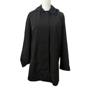 Towne Collection Black Urban Hooded Sleek Contemporary Rain Jacket Womens Large